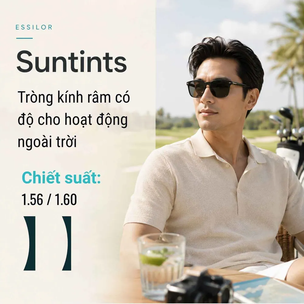 Tròng kính râm cận Essilor Suntints chính hãng | Bảng màu 2025