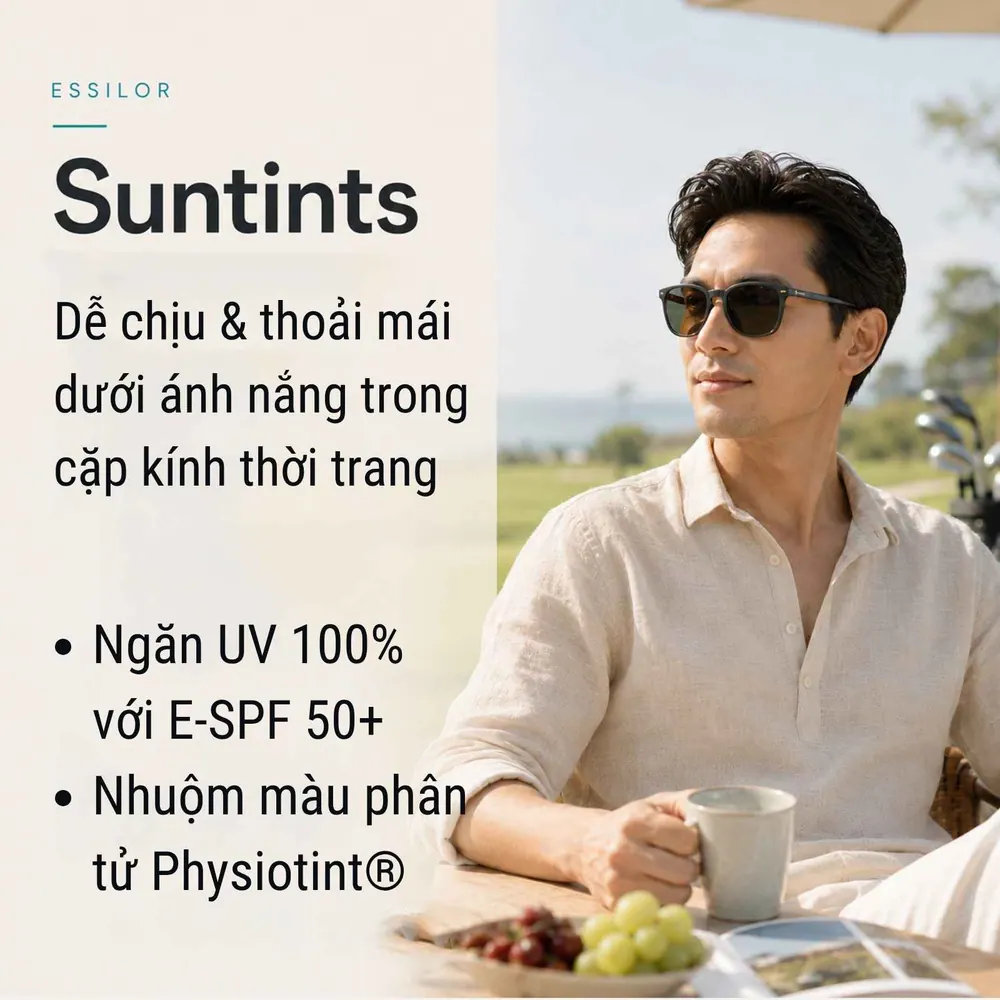Tròng kính râm cận Essilor Suntints chính hãng | Bảng màu 2025
